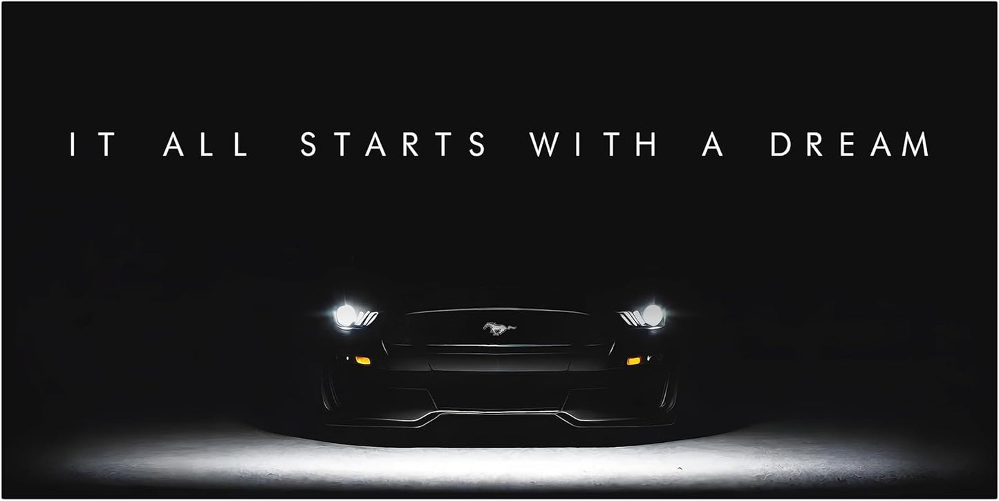 Motivational Wall Art for Office, Super Car Art Canvas, Inspirational Automotive Decor for Mustang Sportscar Lovers, Motivational Wall Decor for Office and Home, Inspiring Car Poster(8 x 8 in)