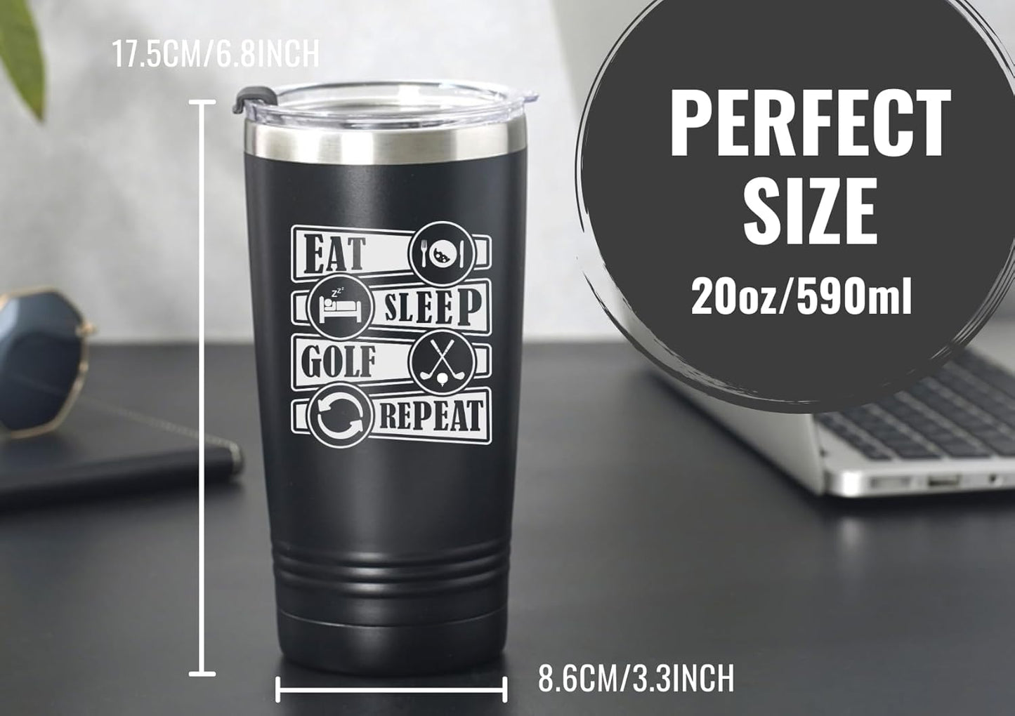 Onebttl Golf Gifts for Men, Funny Golf Gifts for Men 20oz Tumbler, Golf Dad Gifts, Fathers Day Golf Gifts, Birthday Gifts, Gifts for Golf Lovers - Black - Repeat