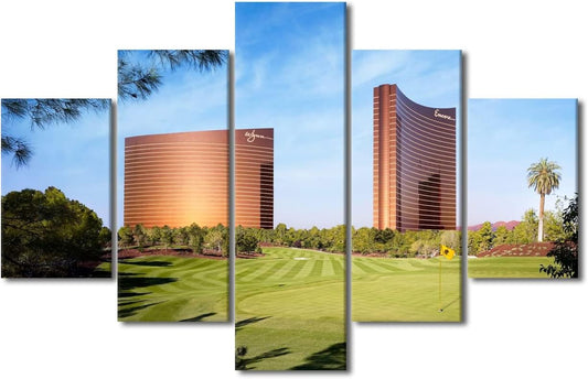 Bedroom Decor for Boy Room Native Golf Course Decor Pictures Nevada USA Paintings 5 Pcs/Multi Panel Wynn Las Vegas Canavs Artwork Home Decor Giclee Gallery Wrapped Stretched Ready to Hang - 60"Wx40"H