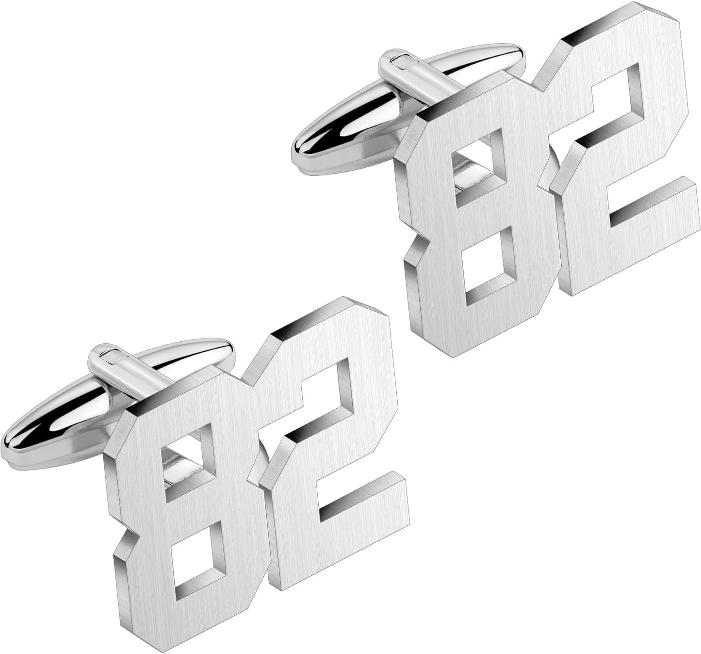AMITER Mens Cufflinks with Number, Classic Silver Personalized Cuff Links for Men, Sport’s Day Casual or Formal Shirts