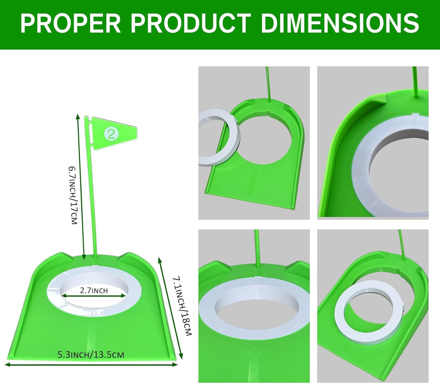 9 Pack Golf Putting Cups with Flags, Plastic Golf Training Aids with Golf Ball Retriever, Putting Training Hole Set for Indoor Outdoor