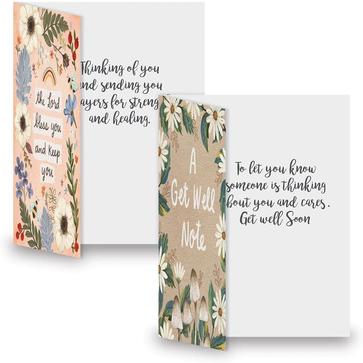 Someone Cares Get Well Greeting Cards - Set of 8 (4 Designs), Large 5" x 7", Sympathy Cards with Sentiments Inside, White Envelopes