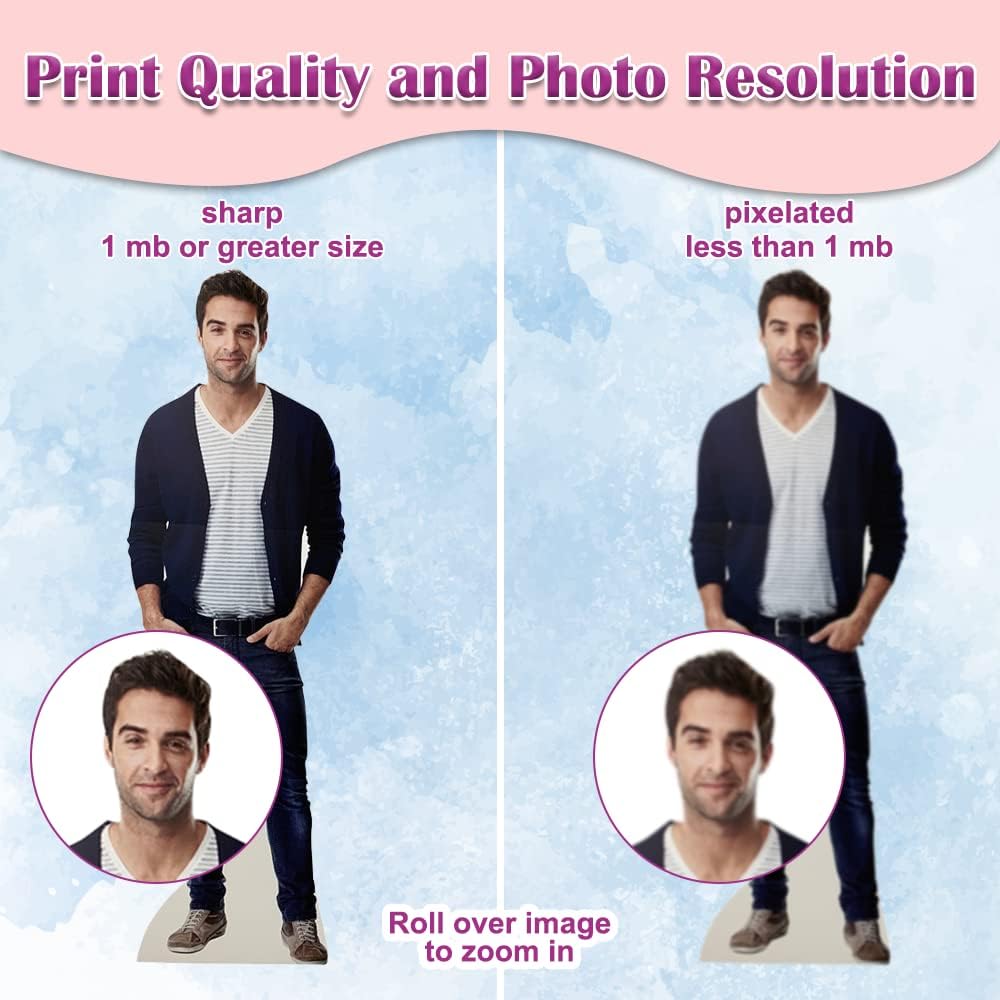 Custom Life Size Coroplast Cutout - Personalized High Resolution Stand Up Custom Cutout Upload Your Own Photo - Perfect for Wedding & Birthday, 1ft to 6ft (Coroplast), Multi Color