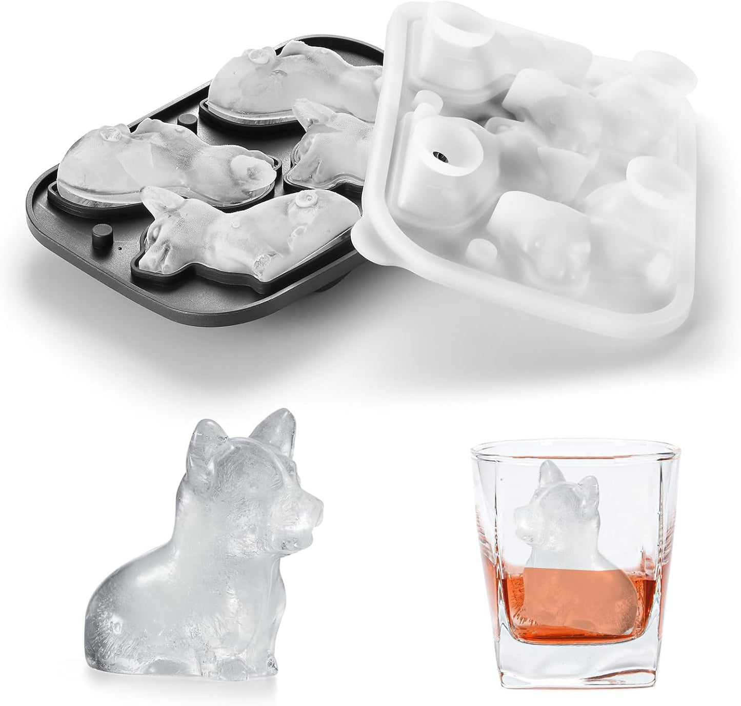 Nax Caki Corgi Dog gifts 3D Ice Cube Mold Fun Shapes, Large Craft Ice Mold, Big Dog Ice Cube Trays for Whiskey Cocktails Bourbon
