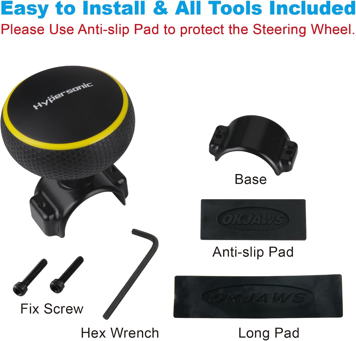 Large Steering Wheel Knob, Smooth Power Handle Spinner Knob Universal Steering Wheel Accessories for Forklift, Truck, Boat, Car, Tractors and Mowers