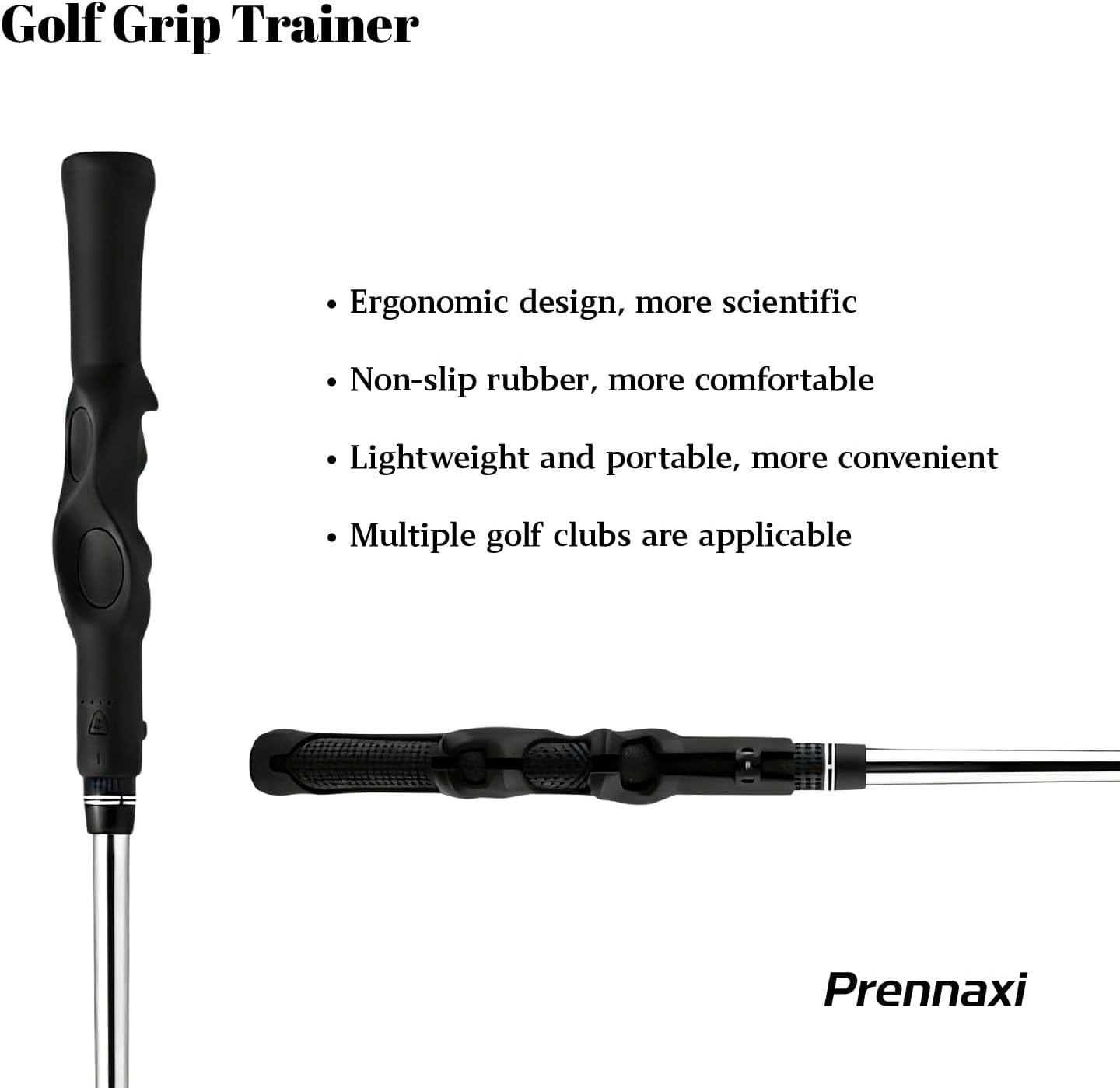 Golf Grip Corrector Trainer, Full-Wrap Hand Placement for Proper Grip and Straighter Shots - Fits All Standard Clubs, Soft Anti-Slip Rubber,Lightweight, Portable Practice Tool
