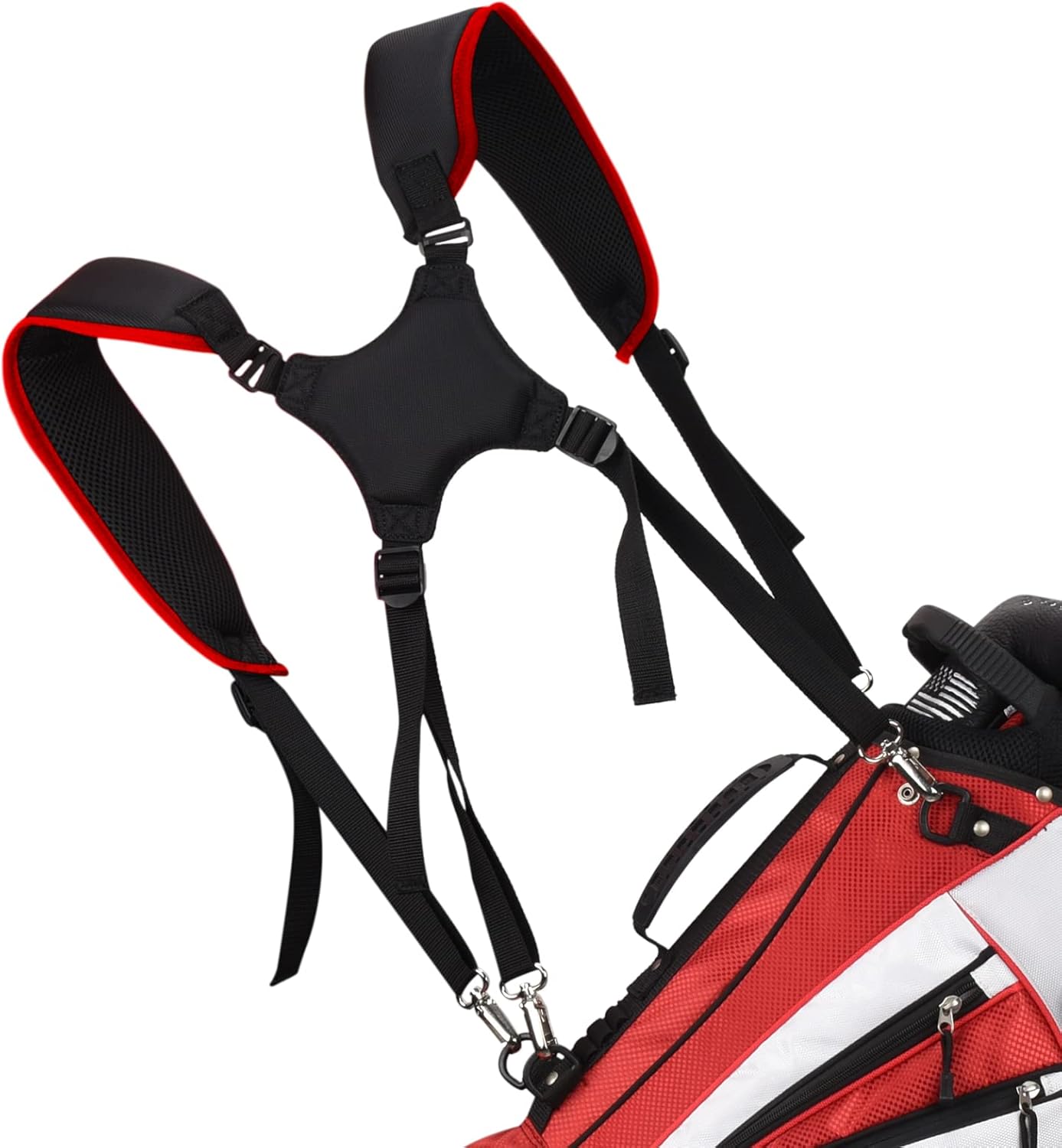 BIG TEETH Golf Bag Strap,Adjustable Padded Bag Strap Replacement,Golf Double Shoulder Bag Straps with 4Pcs Rotate Hooks