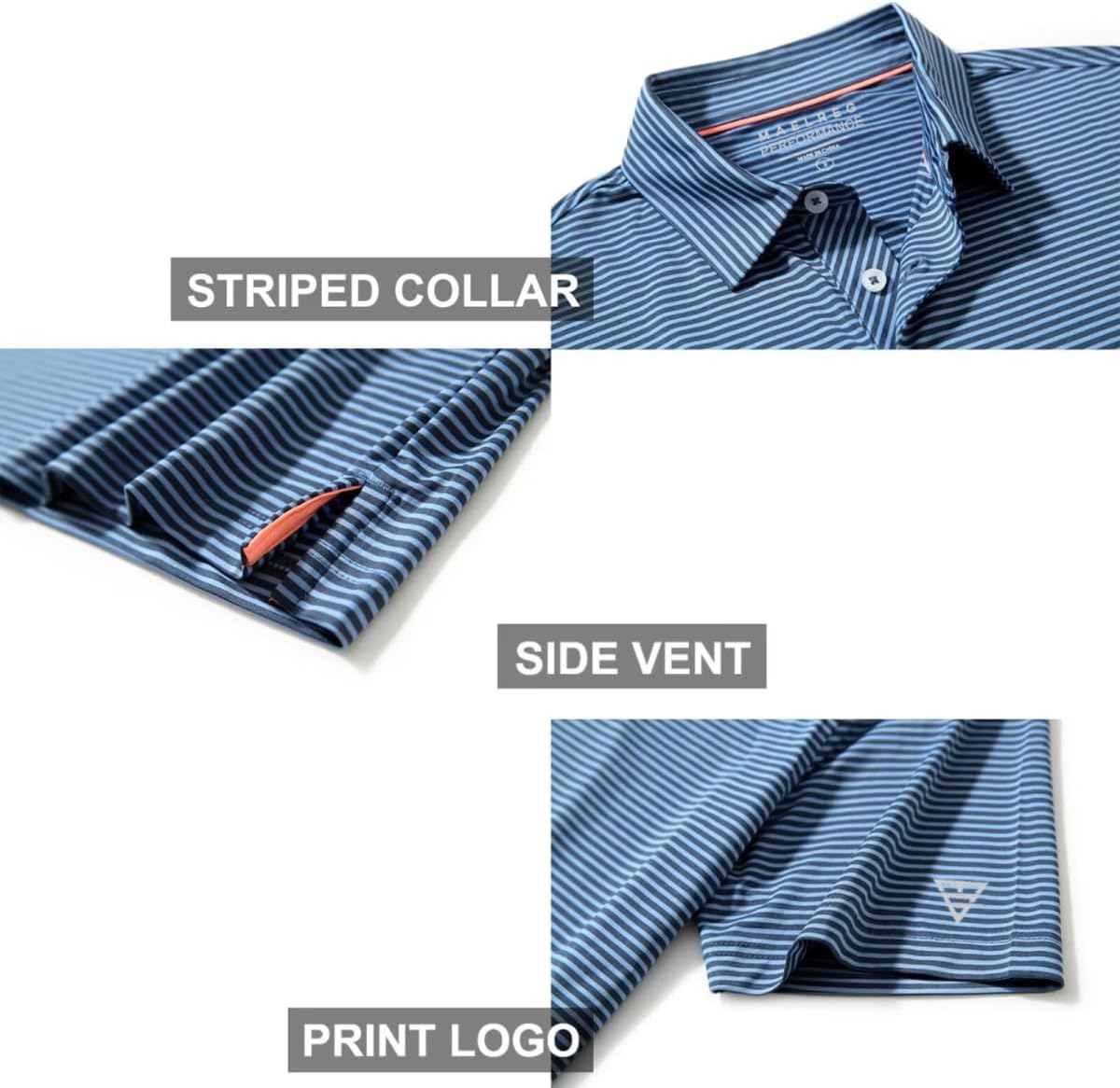 Golf Shirts for Men Dry Fit Short Sleeve Print Performance Moisture Wicking Polo Shirt