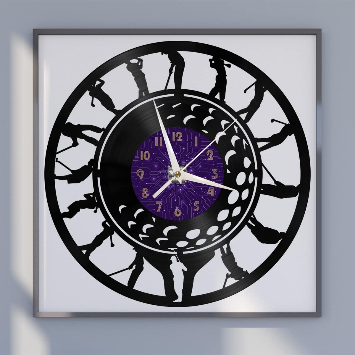 Generic Golf 2 Decoration Vinyl Wall Clock, Vinyl Record Clock Wall Art Silent & Non-Ticking(12 inchs P), without LED, Purple