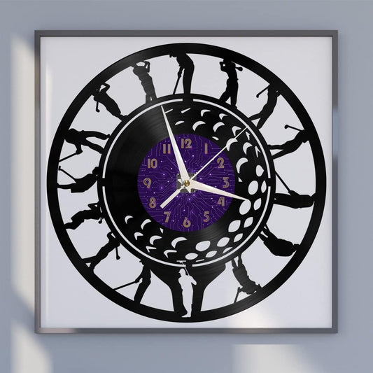 Generic Golf 2 Decoration Vinyl Wall Clock, Vinyl Record Clock Wall Art Silent & Non-Ticking(12 inchs P), without LED, Purple