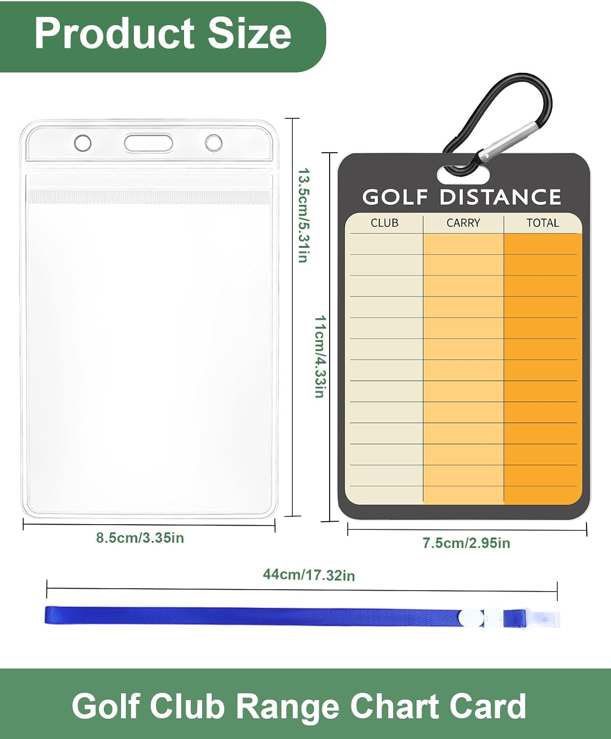 Swooflia Golf Club Distance Card - 2 Pack or 1 Pack Golf Club Range Chart Card, Swing Minder Reference & Blank Distance Yardage Scorecard, Golf Bag Accessories Gifts for Men Women Golfers