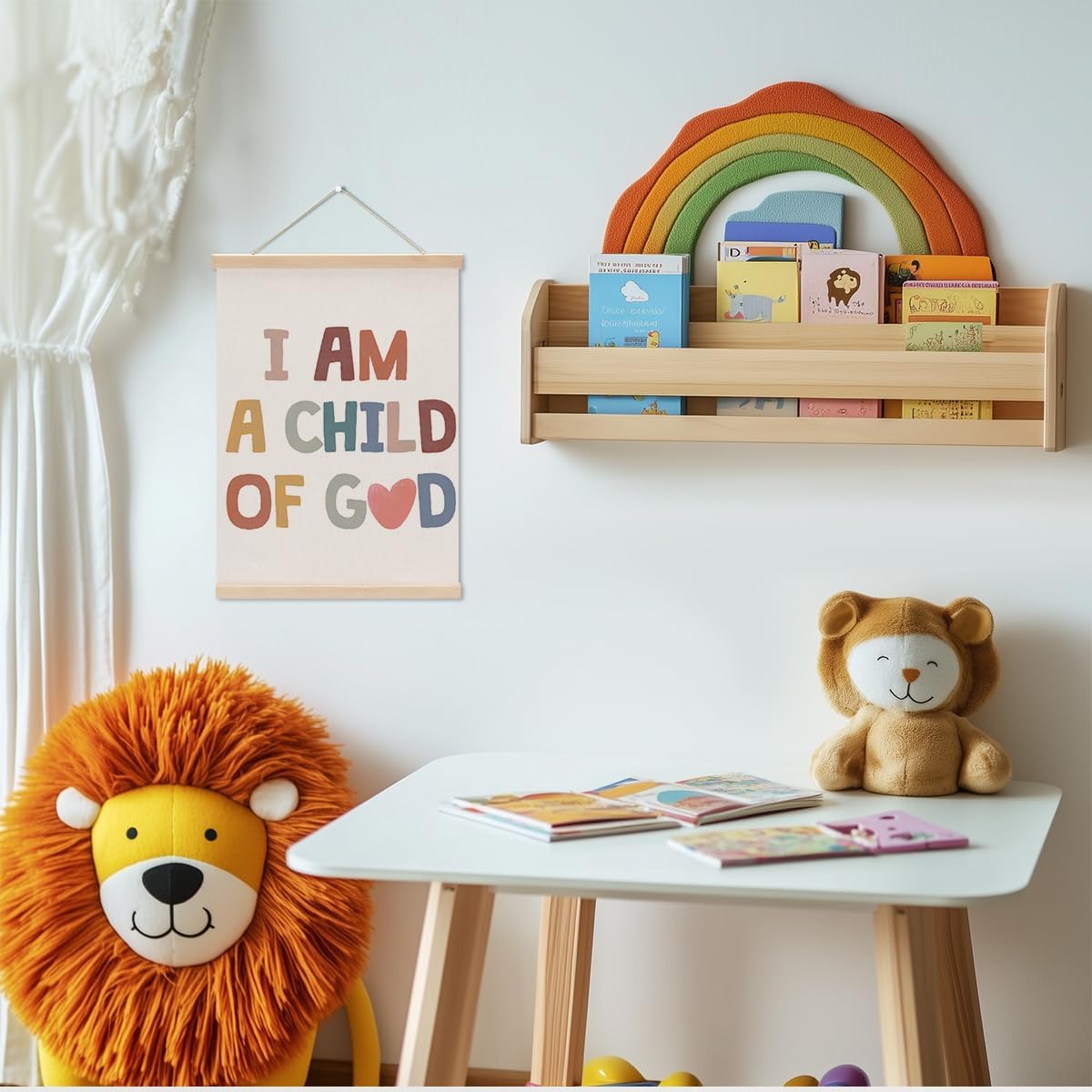 Christian Decor Boho Poster Hanger, Jesus Religious Wall Decor, Christian Gifts Bible Verse Spiritual Gifts Wall Art Wall Hanging Banner Farmhouse Church Bedroom Playroom Living Room Decor