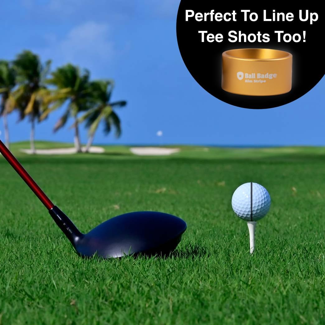 Ball Badge Aim Stripe - 360 Degree Golf Ball Line Marker Kit with Golf Bag Attachment for Perfect Alignment and Precision Putting