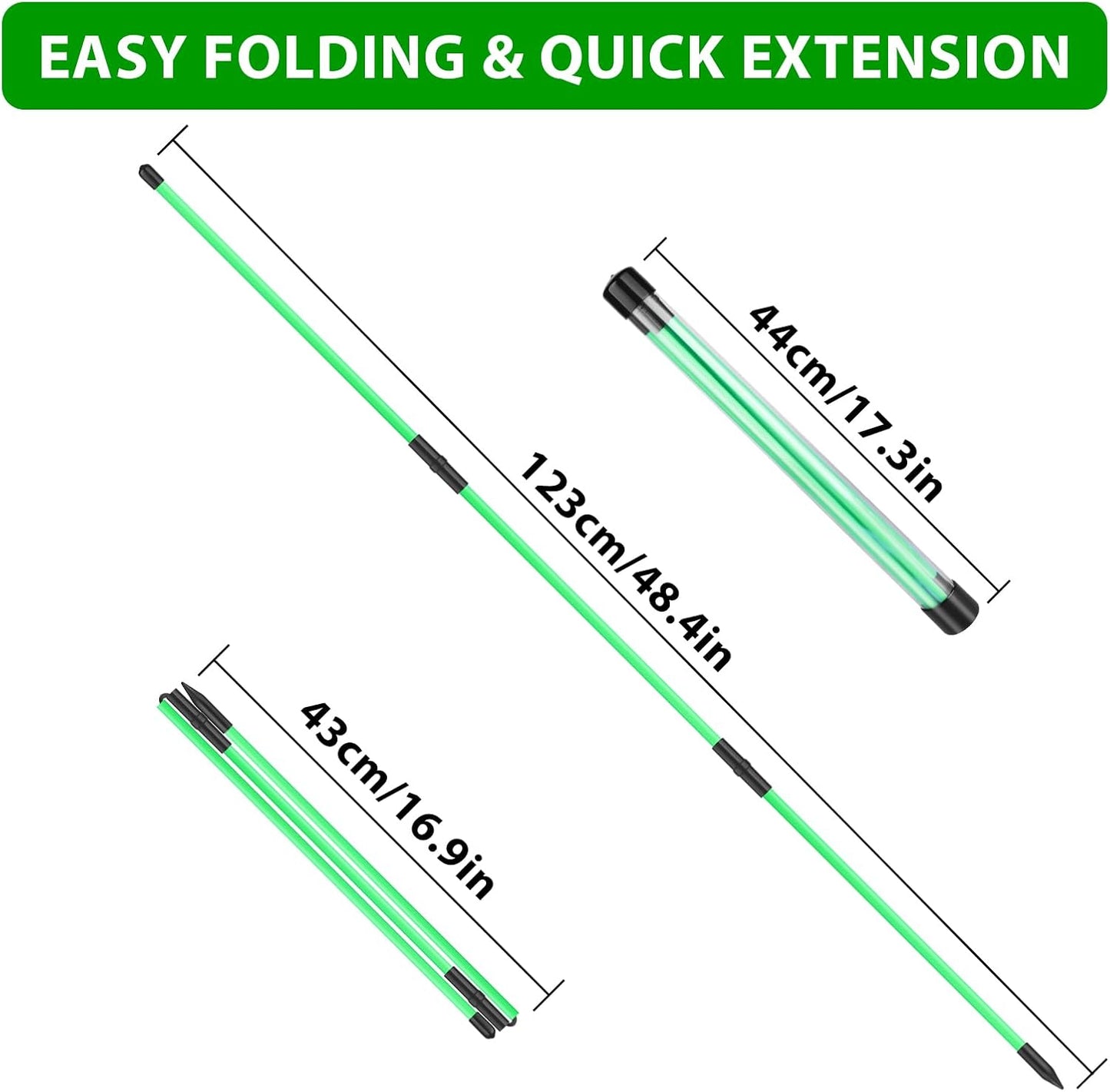 Golf Alignment Sticks 2 Packs 48" Foldable Alignment Stick Golf Training Aid for Golf Practice