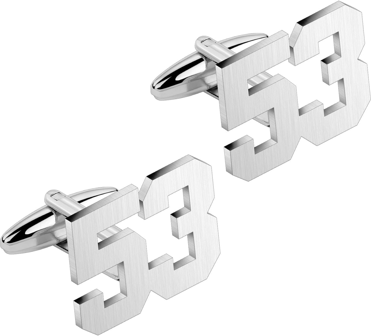AMITER Mens Cufflinks with Number, Classic Silver Personalized Cuff Links for Men, Sport’s Day Casual or Formal Shirts
