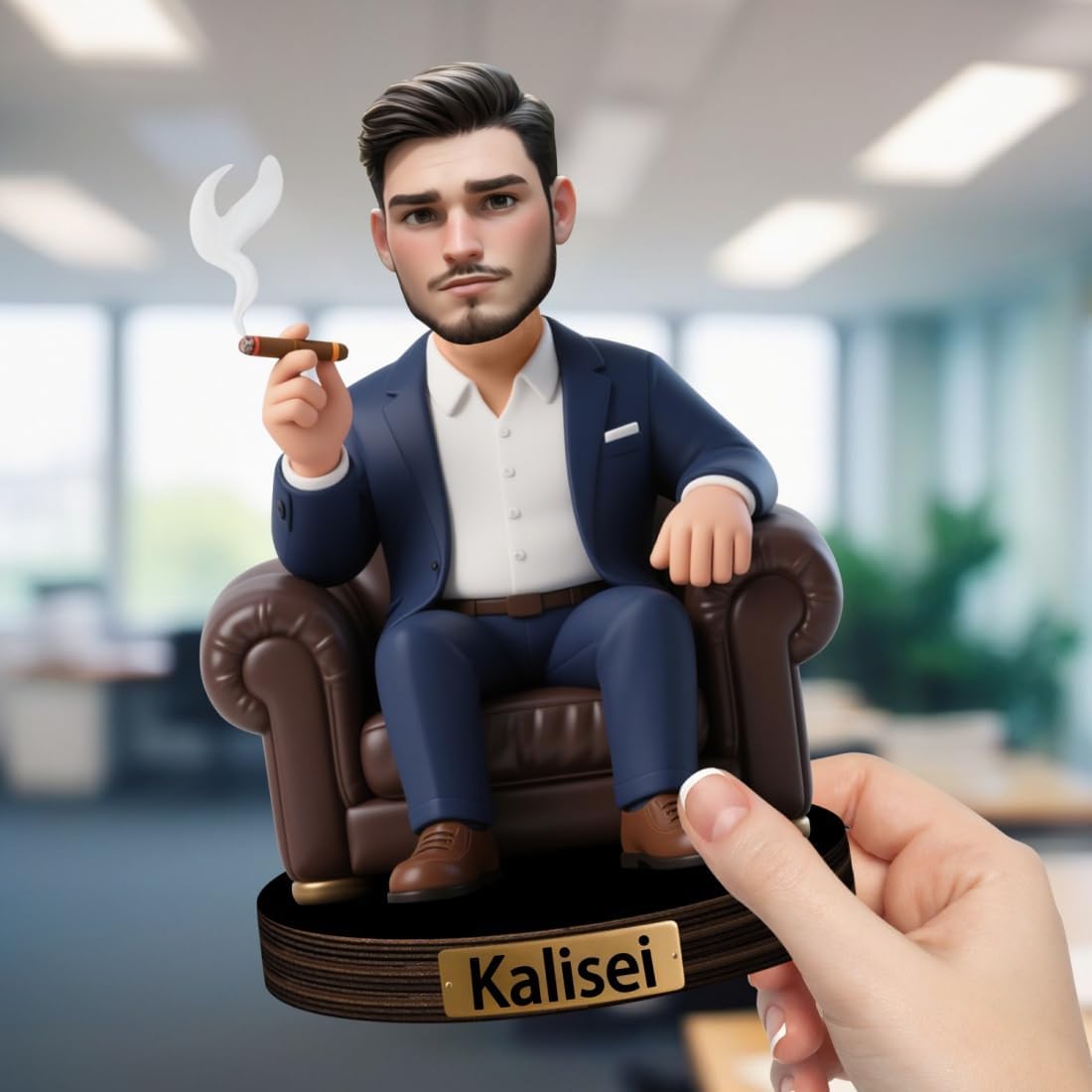 Personalized Businessman Boss Cartoon Sculpture Ornament Sign Custom Funny Photo Figurine Desk Sign Decor for Men Face Plaque Photo Keepsake Gifts for Christmas Birthday Fathers Day