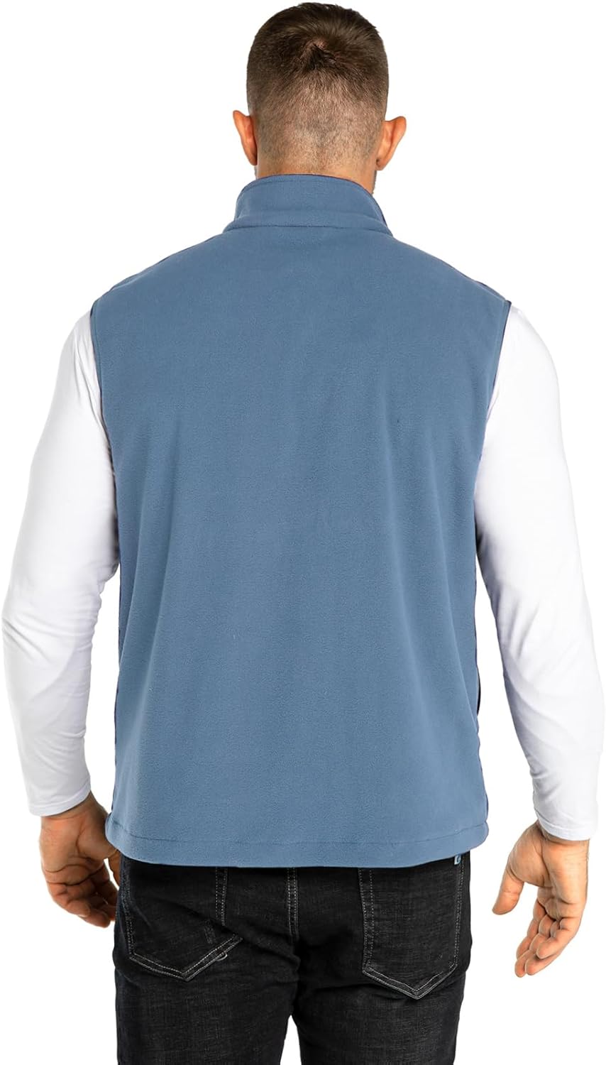33,000ft Men's Fleece Vest, Lightweight Warm Zip Up Polar Vests Outerwear with Zipper Pockets, Sleeveless Jacket for Winter