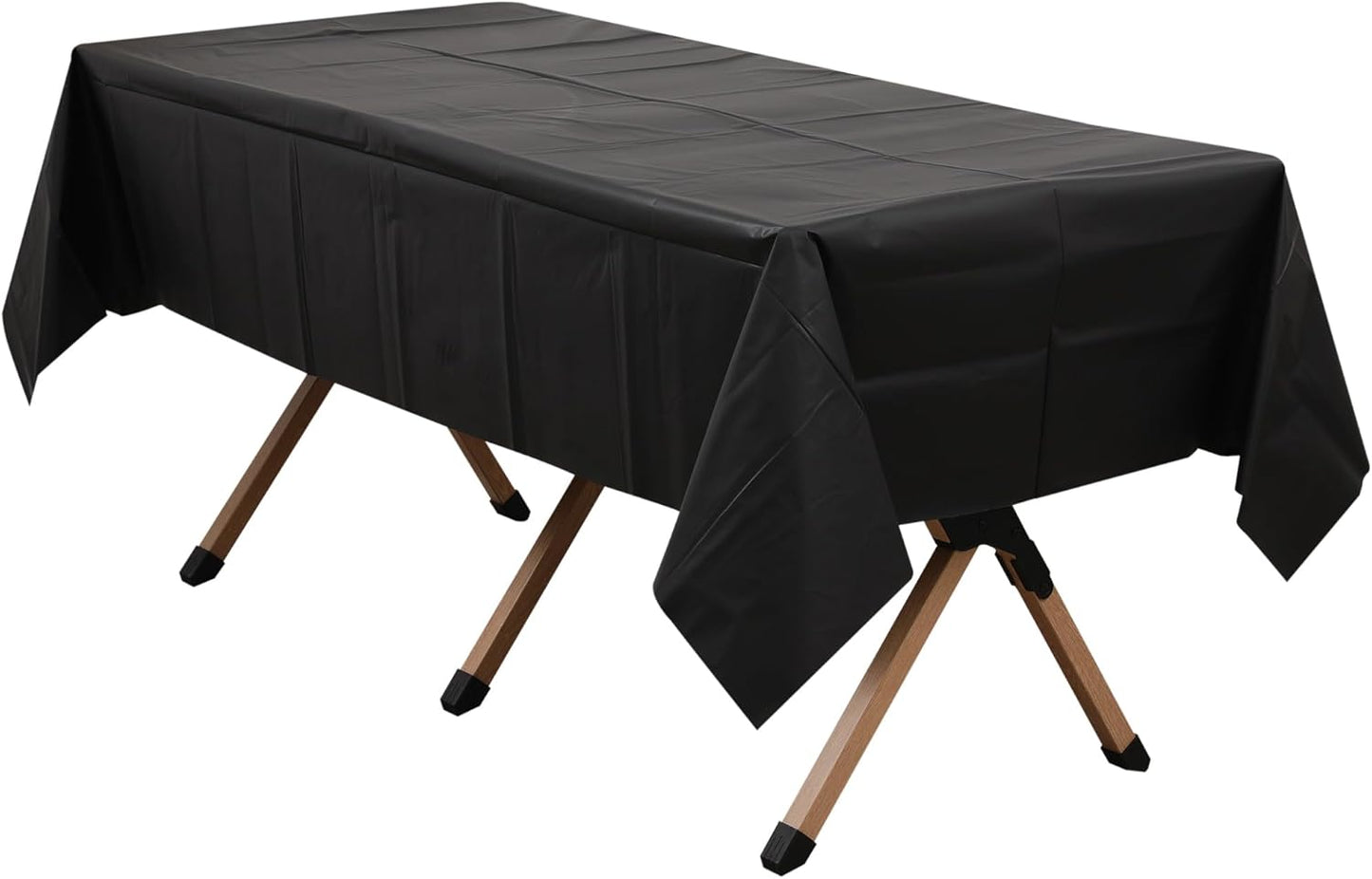 2 Pack Black Premium Plastic Tablecloth Rectangle 54 x 108 Inches Reusable Onyx Black Decorative Table Cover for Dining, Wedding, Party, Indoor and Outdoor use