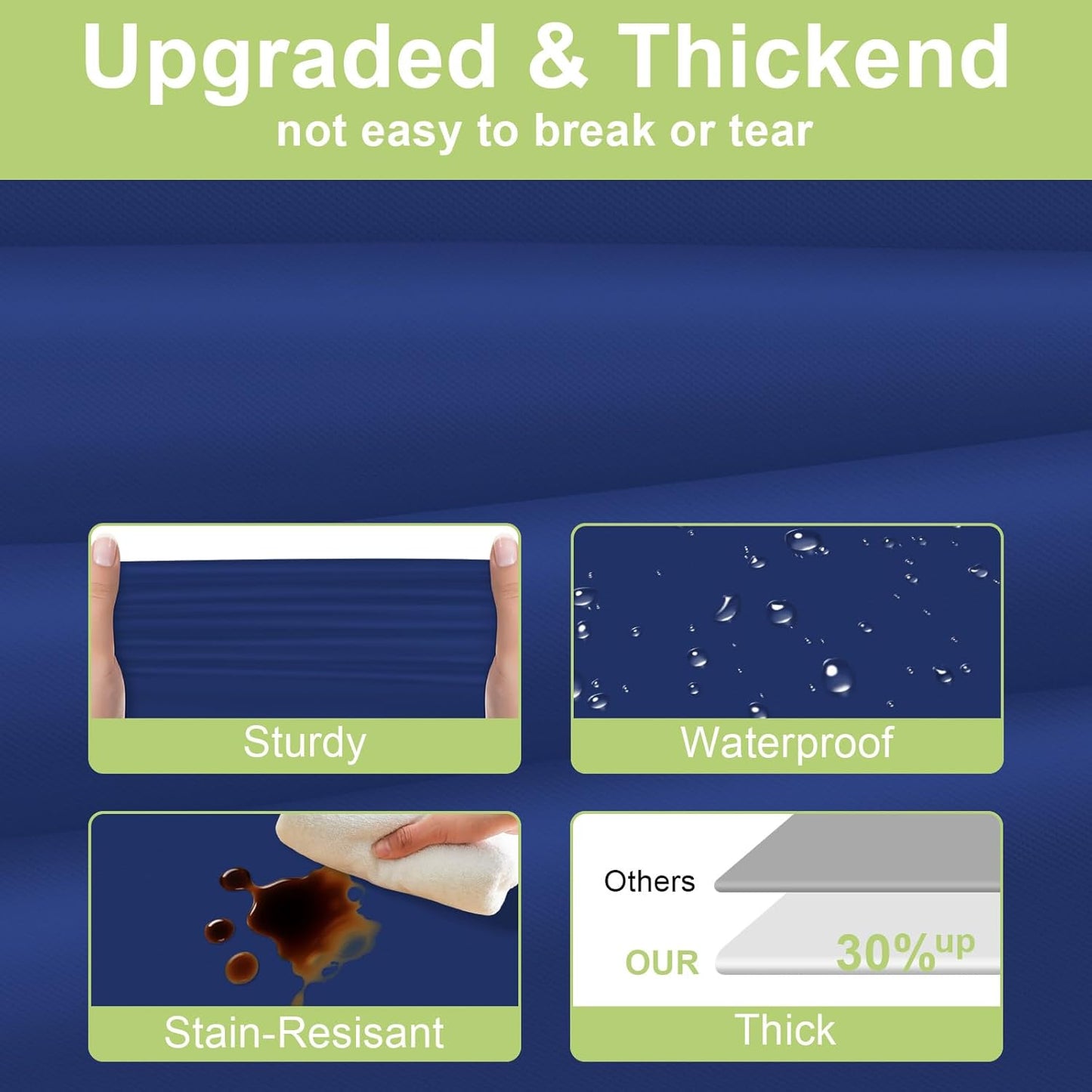 QIKSION Plastic Table Cloth Disposable 6 Pack, 54 x 108 Inch Tablecloths for Rectangle Tables, Navy Blue Plastic Table Cover