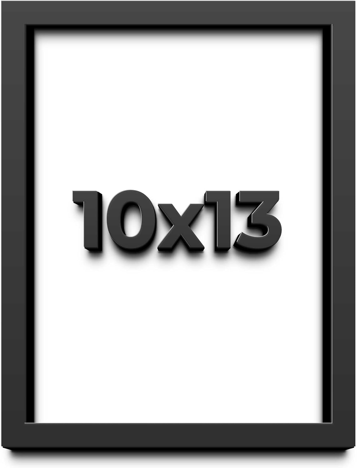 10x13 Shadow Box Black Solid Wood Display Frame with White Acid-Free Backing UV Acrylic & Hanging Hardware - with 3/4" Usable Depth
