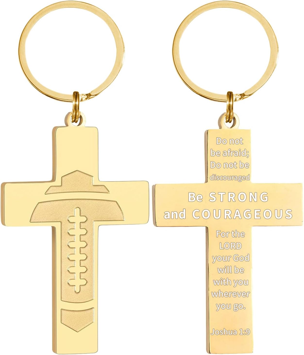 Football/Baseball/Soccer/Basketball Cross Keychains for Men First Communion Baptism Confirmation,Mens Gifts