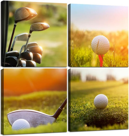 Pankila USA Golf Wall Art Golf Pictures Canvas Prints California Golf Course Wall Decor for Living Room Bedroom Home Decorations Painting Framed Artwork Ready to Hang (24''W x 24''H x 4)