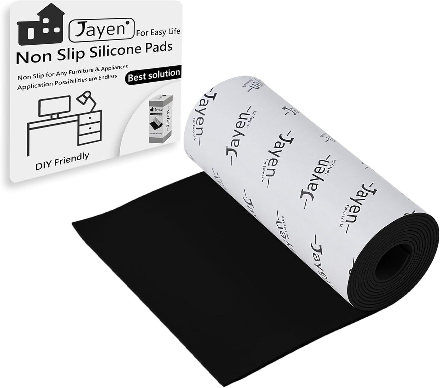 Non Slip Self Adhesive Silicone Cuttable Furniture Pads - 5x40 inch Anti-Sliding Rubber Floor Protectors for Any Furniture and Appliances