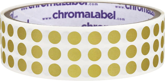 ChromaLabel 1/4 Inch Round Colored Stickers, Permanent Sticky Dots Color Coding Labels, Ideal Sticker Dot for Arts and Crafts - 1000 Colored Dots per Roll, Metallic Gold Sticker Labels