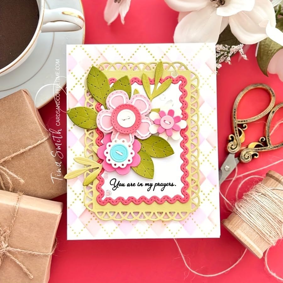 Flowers Metal Cutting Die for Scrapbooking - Cut Stencils for DIY Scrapbook Photo Album Decorative Paper Card, Card Making Supplies, Stencils & Crafting Die Cut (Happy Flower 6.4 x 4.1 in)