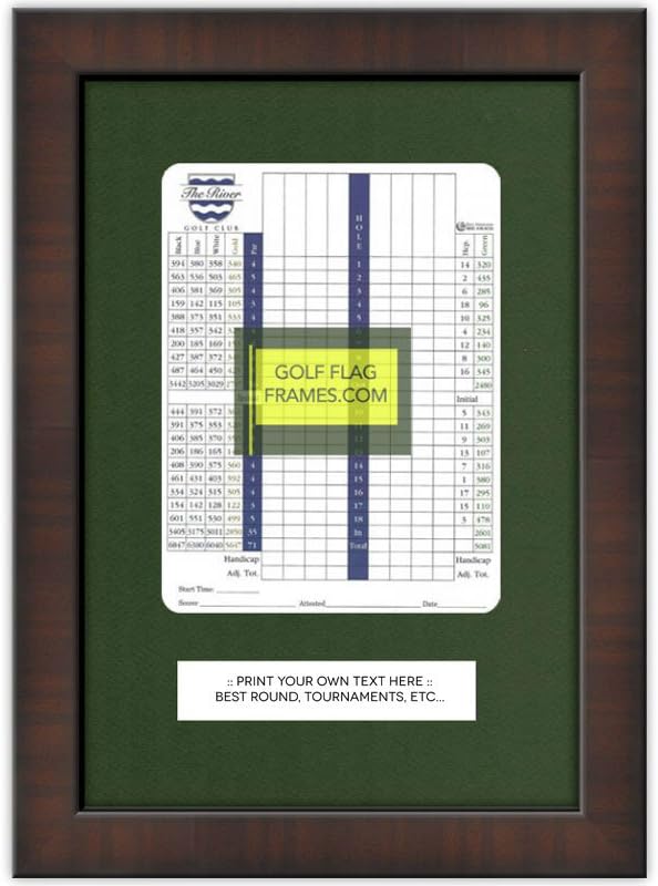 9x13 Brown Golf Scorecard Frame, Moulding brn-001, New Fairway Green Mat (Holds Approx. 6"x8" Vertical Card; Card not Included