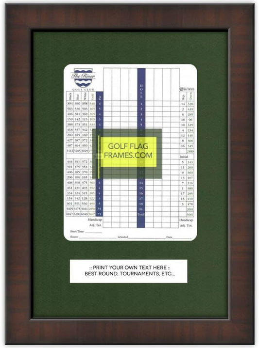 9x13 Brown Golf Scorecard Frame, Moulding brn-001, New Fairway Green Mat (Holds Approx. 6"x8" Vertical Card; Card not Included