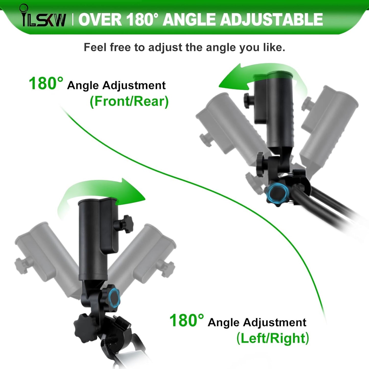 Heavy Duty Golf Cart Flag Holder and Flag Pole Kit for Yamaha, EZGO, Club Car, Upgraded Design Aluminium Alloy Base for Golf Carts, Boat, Vehicles, Golf Push Carts, Included USA Flag (12"×18")