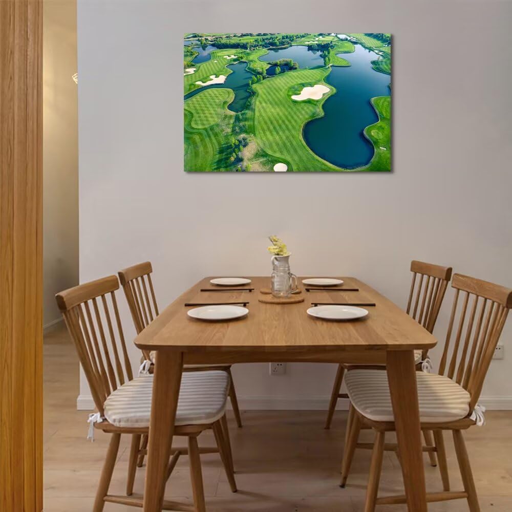 Golf Wall Art for Office Golf Course Picture Poster Canvas Prints Golf Course Picture Wall Decor for Living Room Bedroom Bathroom Home Decorations Framed Artwork Ready to Hang(12''H x 16''W)