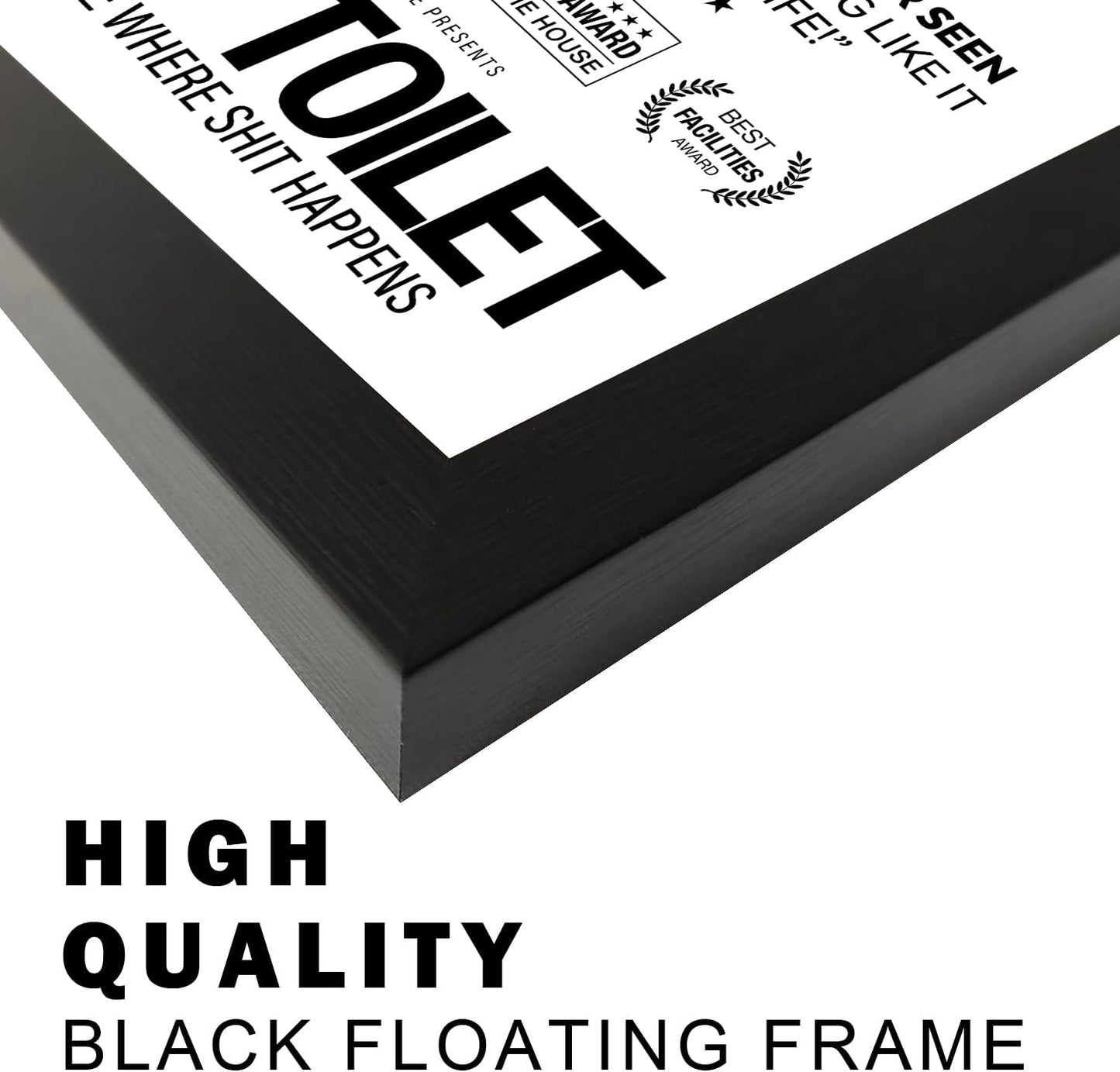 Framed Black and White Bathroom Sign Rules Wall Art Bathroom Quote Picture Wall Decor Framed Toilet Decor Funny Loo Poop Humor Decorations