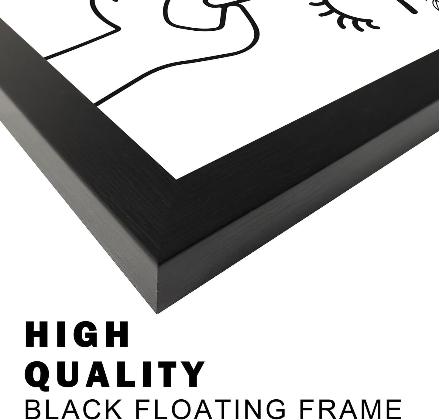 Framed Bathroom Decor Wall Art Funny Bathroom Picture Paintings Humorous Guest Toilet Art Decor Modern Minimalistic Black and White Canvas Print Artwork