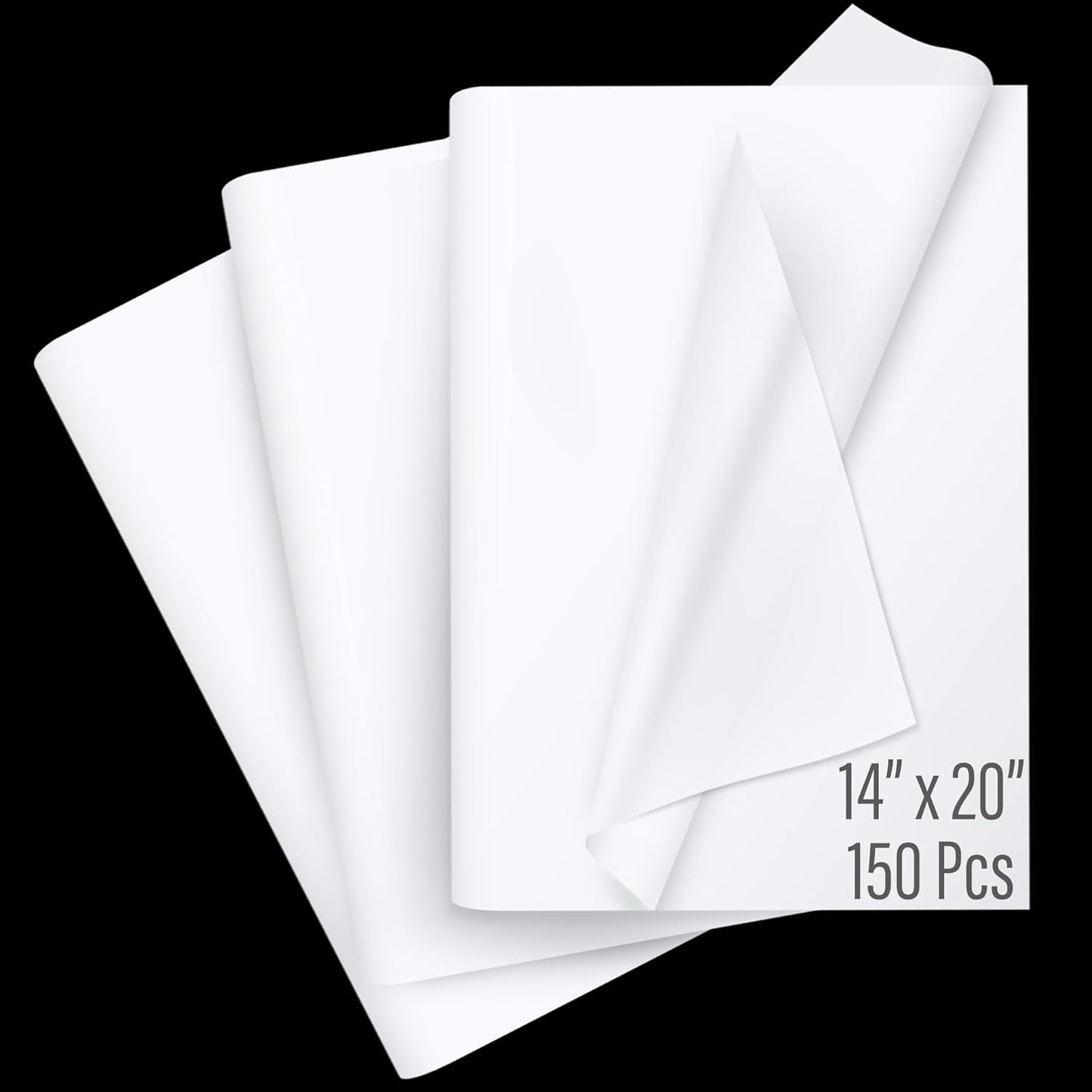 SANZIX 150 Sheets White Tissue Paper for Gift Bags 14x20 Inch - White Christmas Wrapping Paper for Xmas Decorations, Packaging, DIY, Bouquet | White Tissue Paper Bulk for Wedding, Birthday, Graduation