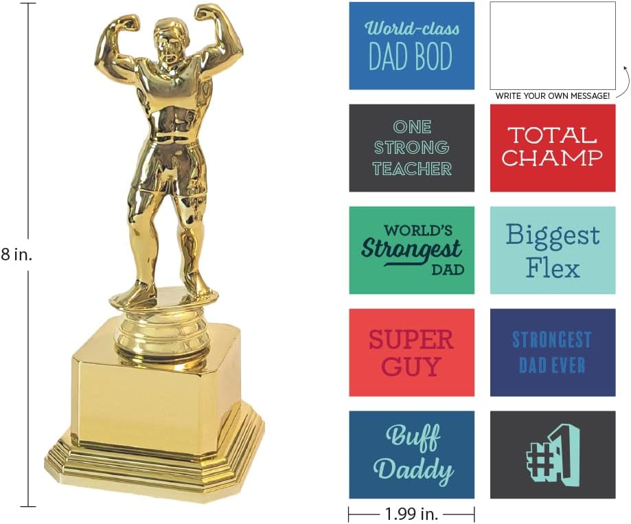 Customizable Dad BOD Trophy - Novelty Funny Humor Gift for Dad, Husband, Boyfriend on Birthday or Fathers Day - 8" H x 3.25" W, Award, Celebrations, Party, Reusable