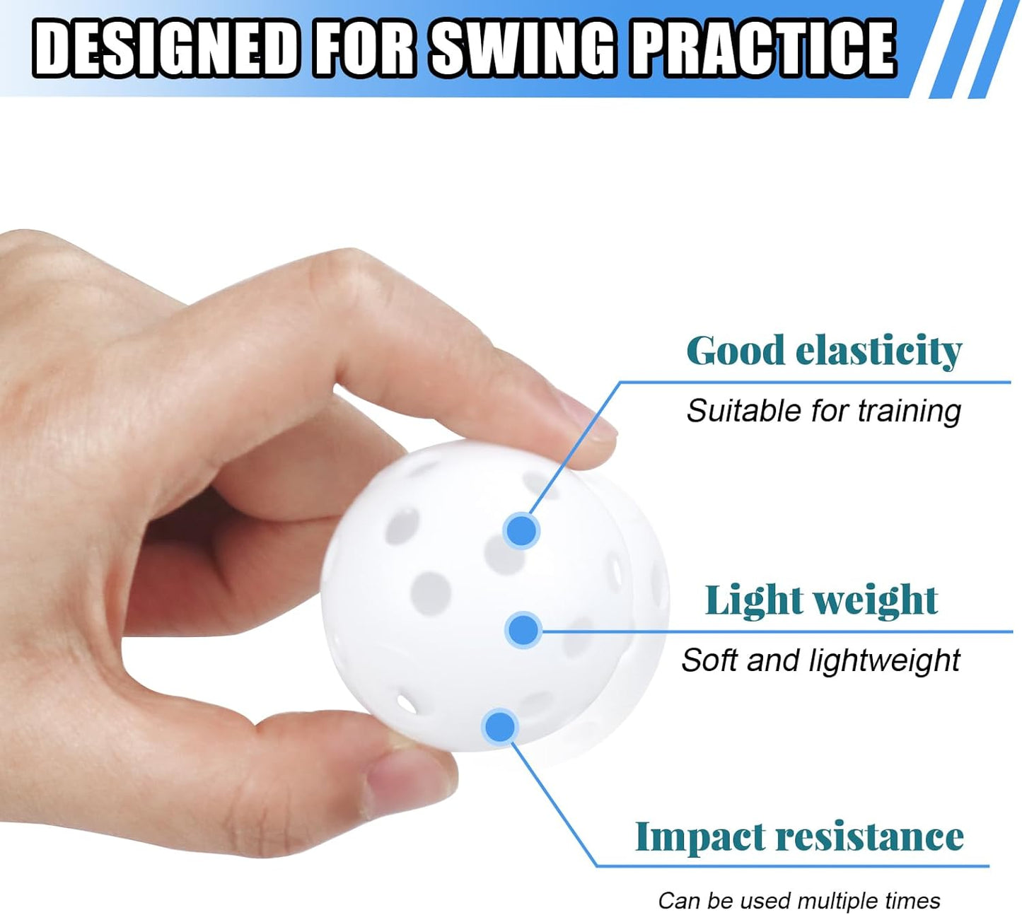 Plastic Golf Balls Practice Limited Flight Golf Training Ball Hollow Swing Practice Indoor Golf Balls with Mesh Drawstring Bag for Backyard Driving Range or Outdoor