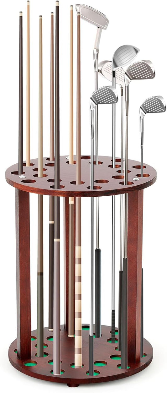 Wooden Golf Club Display Rack Pool Stick Holder Putter Stand for 22 Multiple Golf Club Organizer for Home Office