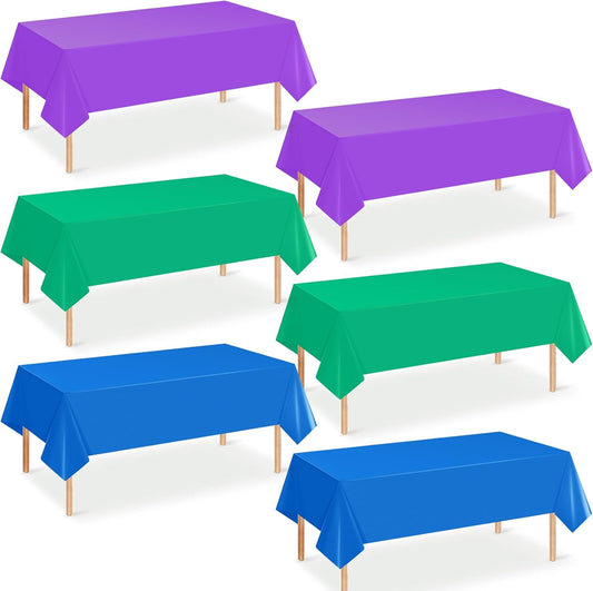 6pcs Video Game Party Tablecloth,Plastic Table Cloth Disposable Green Blue Purple Table Cover for Video Games Theme Parties,Gaming Fans Birthday Party Decorations,54 x 108 Inch