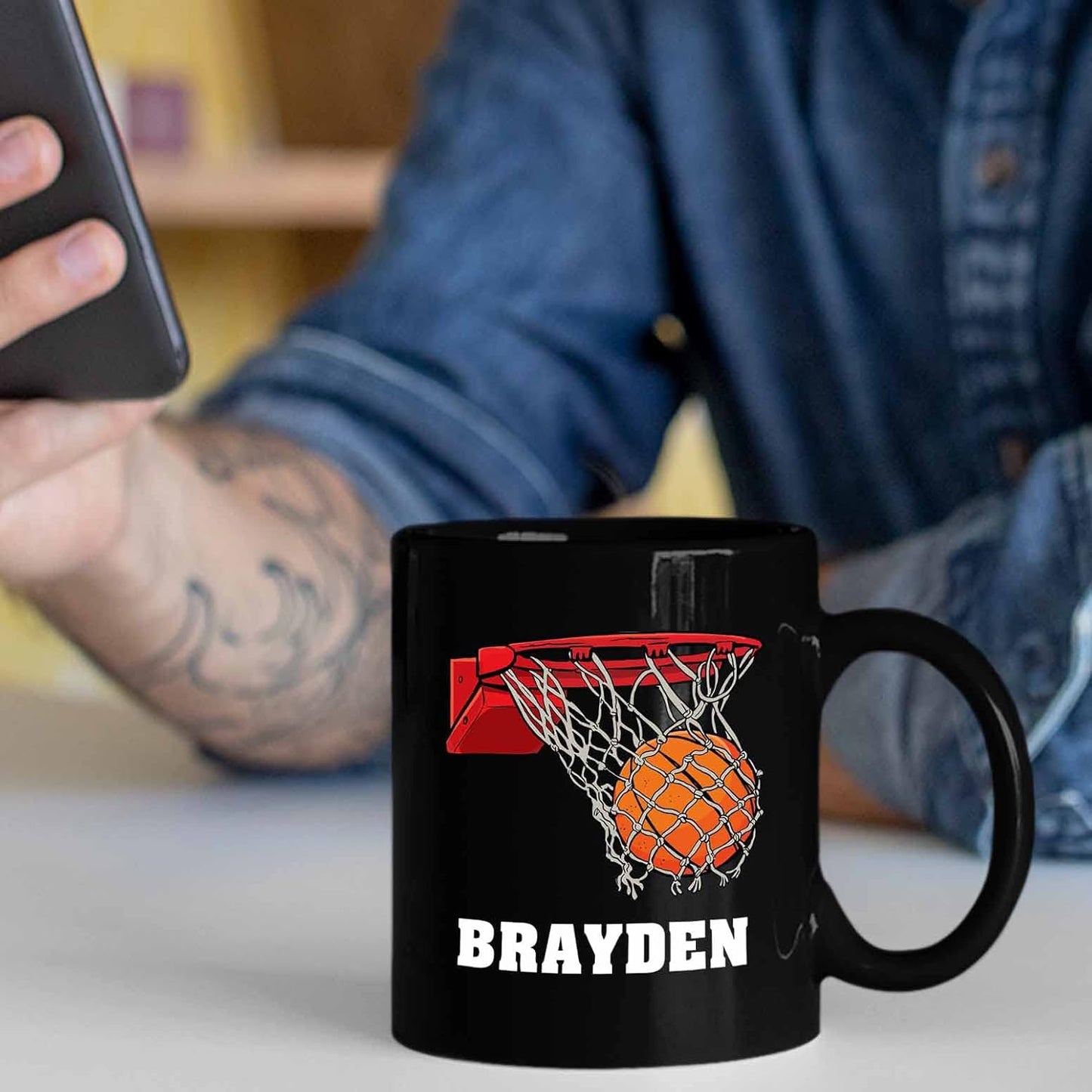 Personalized Black Ceramic Mug 11 Oz, Custom Basketball Coffee Mug, Basketball Player Gift, Pride Mug