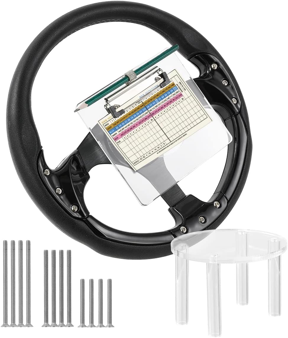 Golf Cart Scorecard with Pencil Holder Suitable for Almost All EZGO/Club Car/Yamaha Golf Carts Models with 5 or 6 Hole Golf Cart Steering Wheels