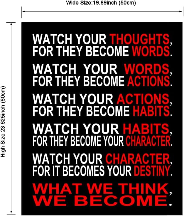 Pyradecor Large Canvas Prints Wall Art Watch Your Thoughts Motivational Classroom Poster Paintings Modern Gallery Wrapped Giclee Canvas Print Pictures Artwork for Office Living Room Home Decorations L