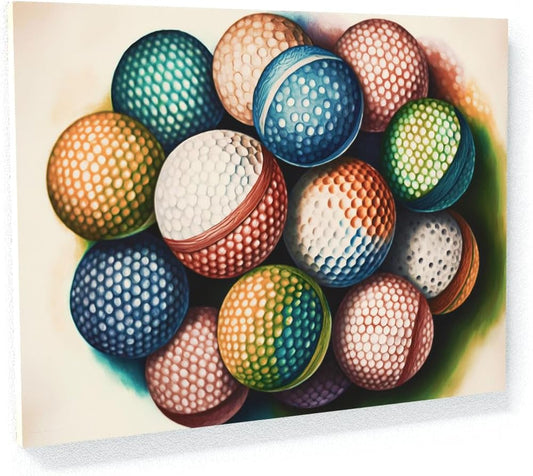Sense Canvas Golf Ball Watercolor 29 Canvas Art - Home Decor Wall Art Print Poster Painting X-Large 48x36 / 0.75"