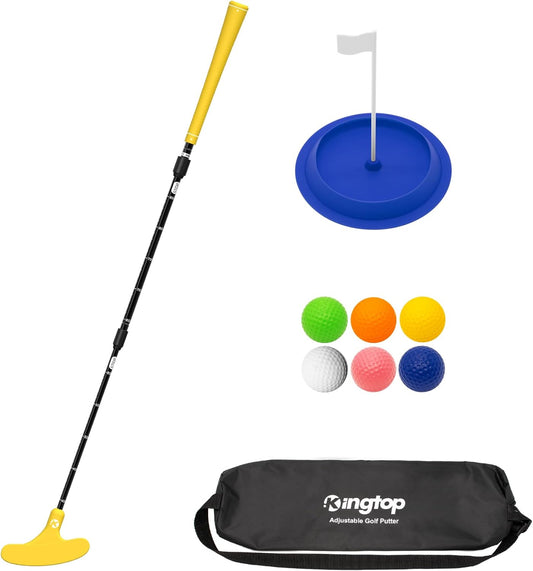 KINGTOP Adjustable Golf Putter – Retractable Shaft, Lightweight Travel Putter with Practice Balls & Putting Cup, Left & Right-Handed Design