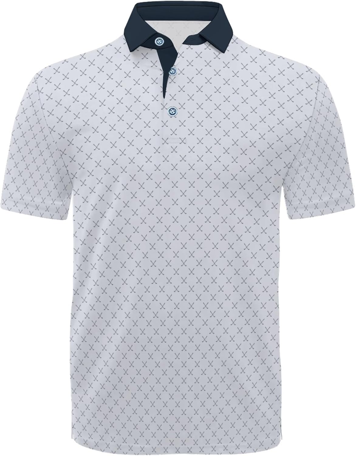 Hodaweisolp Golf Shirts for Men Dry Fit Print Moisture Wicking Performance Short Sleeve Polo Shirt