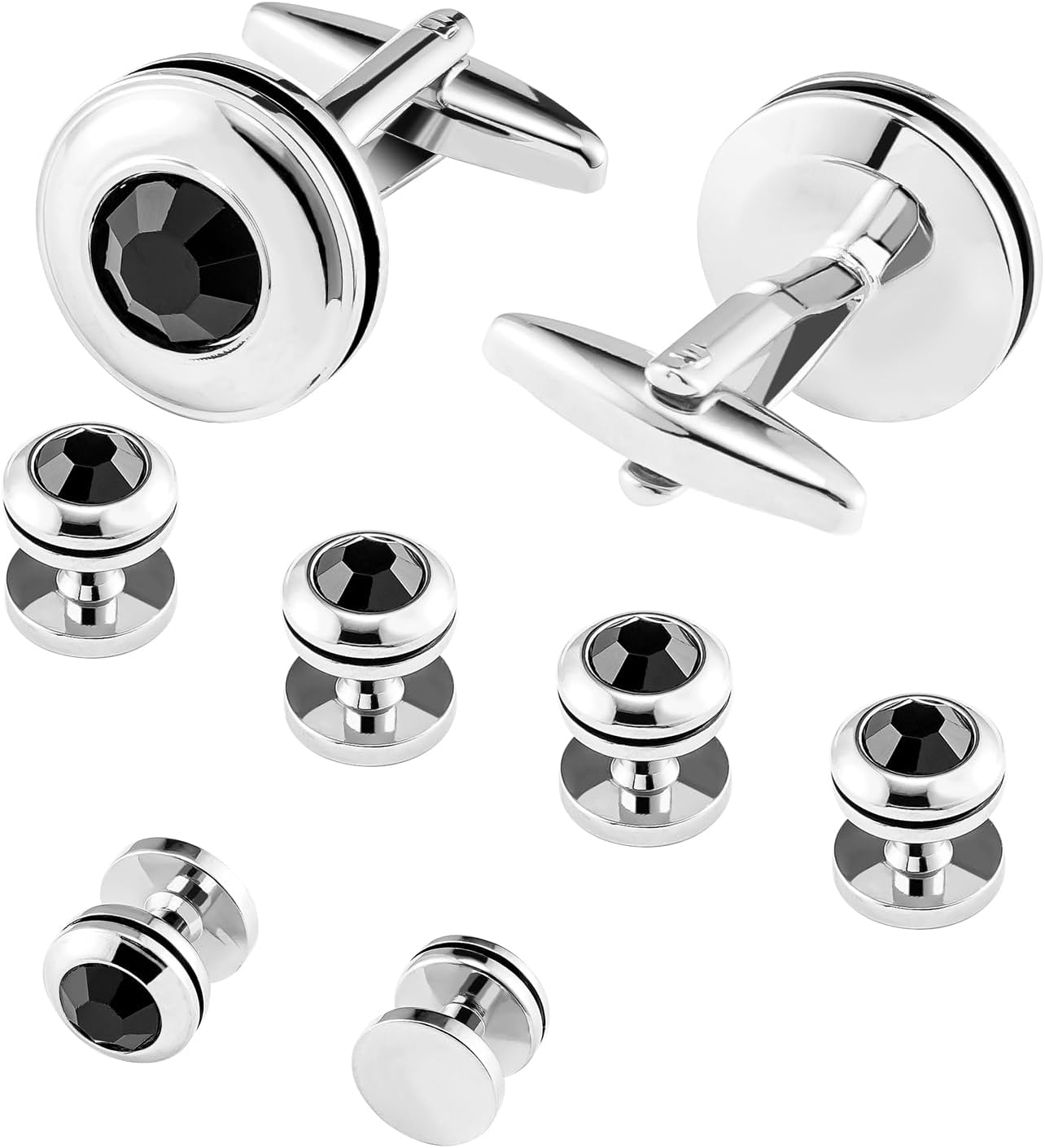 Cufflinks for Men and Tuxedo Shirt Studs Set with Gift Box Stainless Steel Cuff links