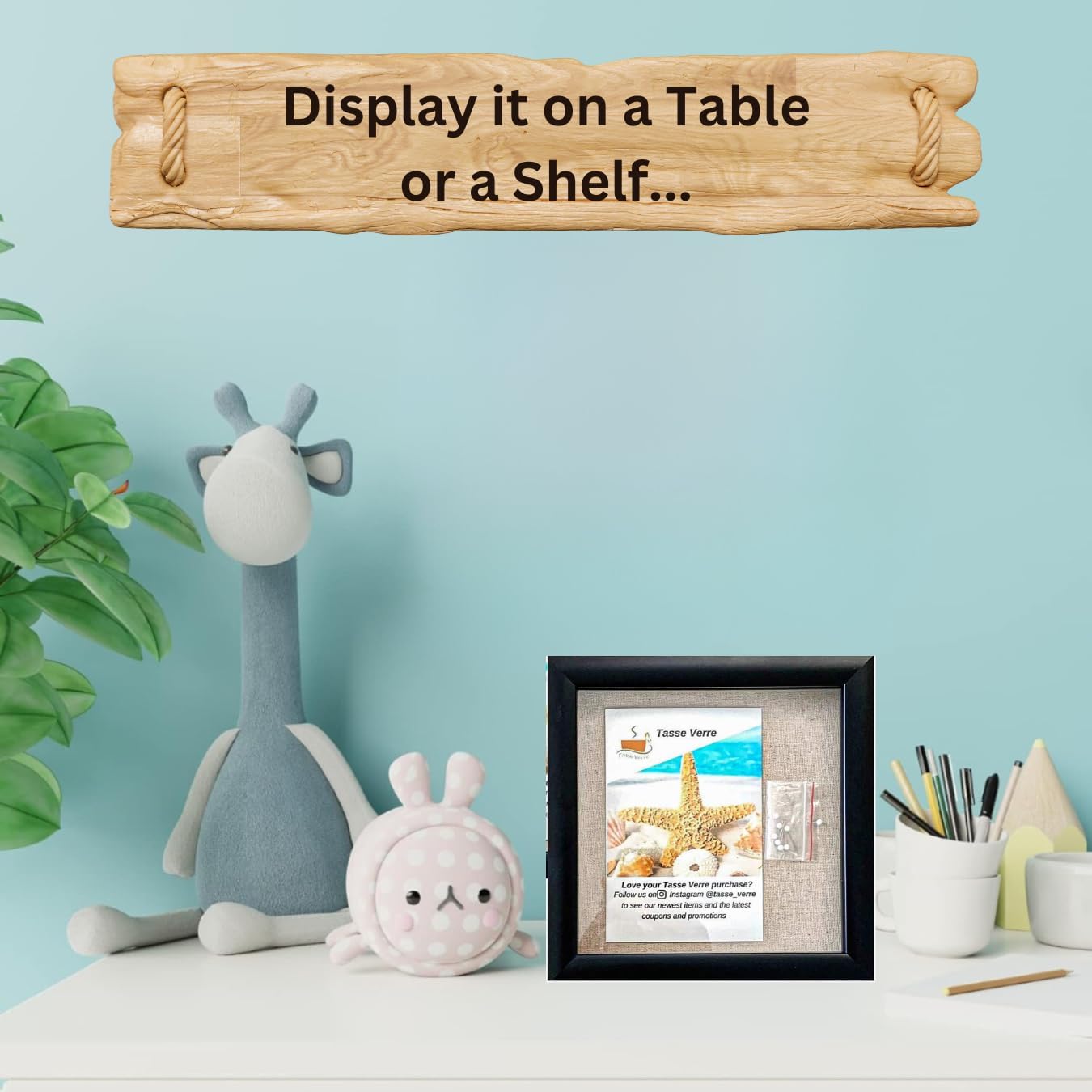 Tasse Verre 8x8 Black Display Shadow Box (2-Pack) Frame w/Linen Background and 16 Stick Pins - Ready to Hang Shadowbox Picture Frame - Box Display Baby Memorabilia Wedding