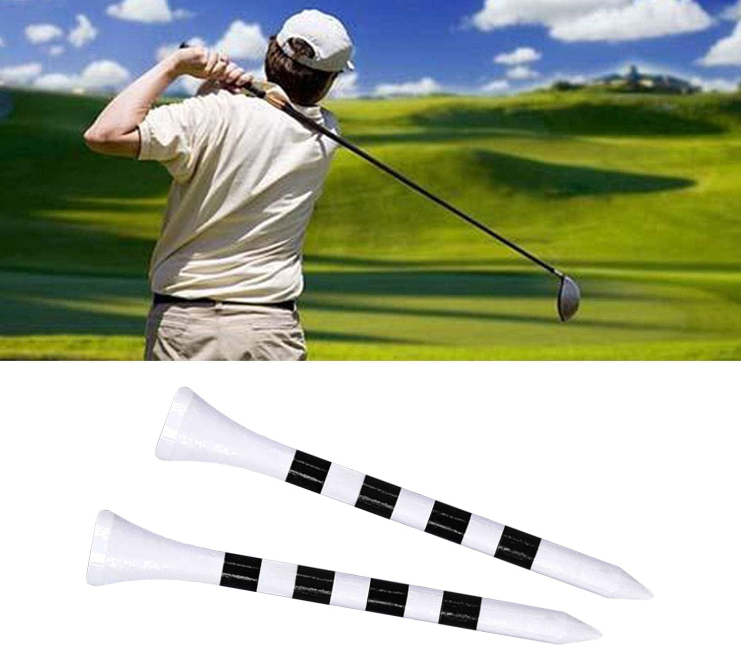 Wooden Golf Tees 3-1/4", 2-3/4", 2-1/8", 1-1/2" Available, 100 Count (Natural Color, White, Black, Blue, Red, Green, Yellow, Pink, Orange)