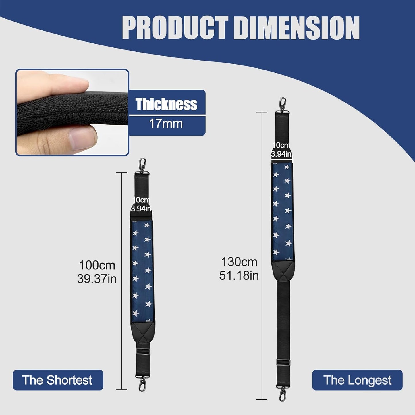 Golf Bag Strap Replacement Golf Bag Shoulder Strap Adjustable Single Padded Shoulder Strap Waterproof Golf Bag Backpack Straps (Blue-Stars)